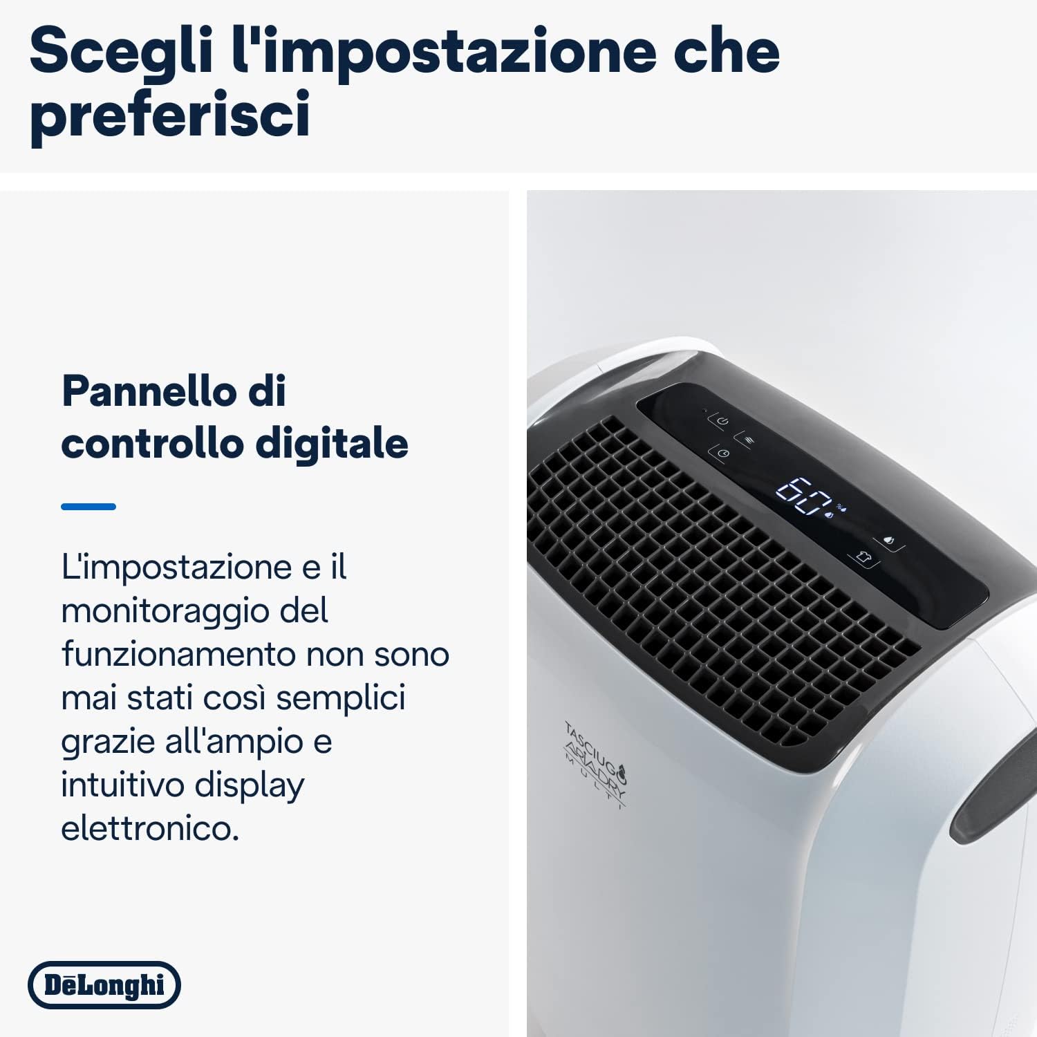 De Longhi DDSX225 Deumidificatore 446w 25lt/giorno 3vel F.laundry Wh De Longhi DDSX225 Deumidificatore 446w 25lt/giorno 3vel F.laundry Wh
